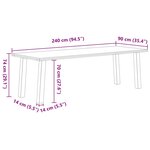 vidaXL Table à manger marron clair bois de chêne massif rectangulaire