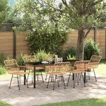 vidaXL Ensemble de salle à manger pour jardin 7 Pièces Marron Poly rotin