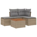 vidaXL Salon de jardin avec coussins 5Pièces mélange beige résine tressée