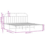 vidaXL Cadre de lit métal sans matelas et tête de lit noir 160x200 cm
