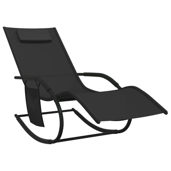 vidaXL Chaise longue à bascule noir acier et textilène