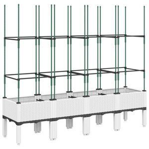 vidaXL Jardinière avec treillis blanc 160x40x142 5 cm PP