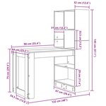 vidaXL Bureau avec étagère Blanc 122 x 67 x 145 cm Bois d'ingénierie