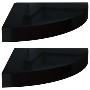 vidaXL Étagères d'angle flottantes 2Pièces noir brillant 25x25x3 8cm MDF