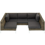 Tectake ensemble de jardin modulable en rotin villanova - fauteuil d'angle à gauche