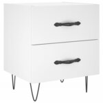 vidaXL Tables de chevet 2 Pièces blanc 40x35x47 5 cm bois d’ingénierie