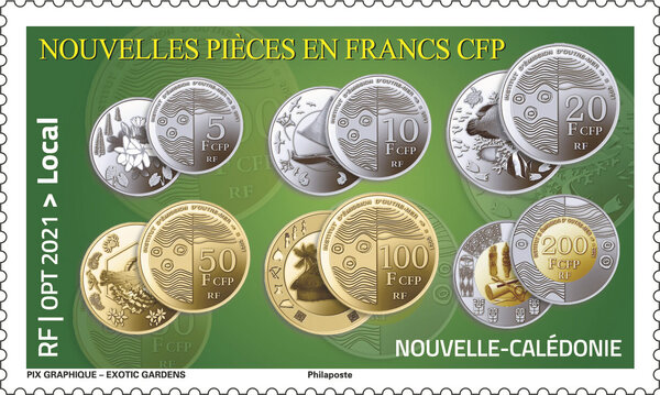 Timbre Nouvelle Calédonie - Nouvelles gammes de pièces de monnaie