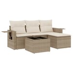 vidaXL Salon de jardin avec coussins 4 Pièces beige résine tressée