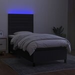 vidaXL Sommier à lattes de lit et matelas et LED Noir 100x200 cm Tissu