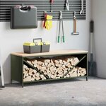 vidaXL Étagère à bois de chauffage avec plateau en bois vert olive