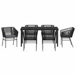 vidaXL Ensemble de salle à manger pour jardin 7 Pièces Noir Poly rotin