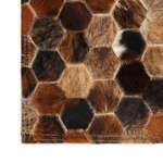 Vidaxl tapis à poils cuir véritable patchwork 160x230 cm marron/blanc