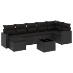 vidaXL Salon de jardin 8 Pièces avec coussins noir résine tressée