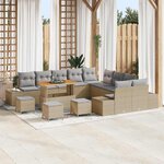vidaXL Ensemble de canapé de jardin 14 Pièces Beige Poly rotin