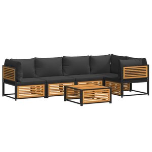 vidaXL Salon de jardin avec coussins 6 Pièces bois d'acacia solide
