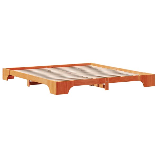 vidaXL Cadre de lit Marron ciré Bois de pin massif 180 x 200 cm