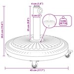 Base de Parasol vidaXL avec Roues pour Pôles Ø38-48 mm 13 kg Rond