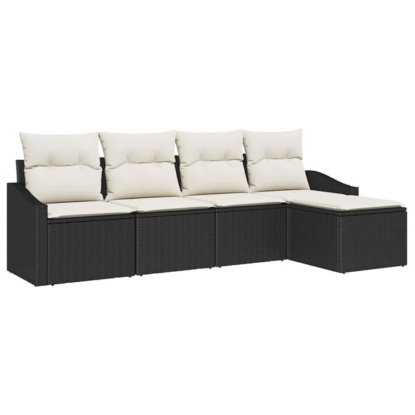 vidaXL Ensemble de canapé de jardin 5 Pièces Noir Poly rotin