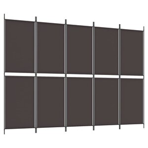 vidaXL Cloison de séparation 5 panneaux Marron 250x180 cm Tissu