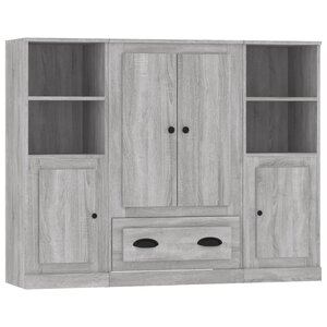 vidaXL Buffets 3 Pièces sonoma gris bois d'ingénierie