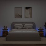 vidaXL Tables de chevet avec lumières LED 2 Pièces chêne fumé 35x39x55 cm