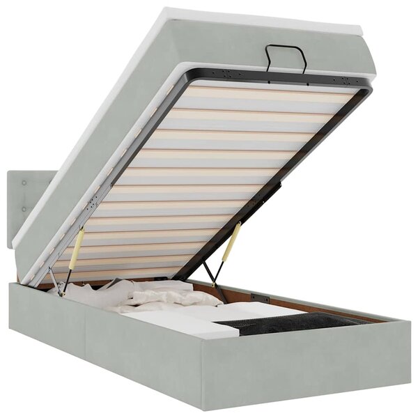 vidaXL Cadre de lit ottoman avec matelas gris clair 80x200 cm velours
