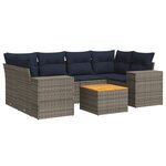 vidaXL Salon de jardin 7 Pièces avec coussins gris résine tressée