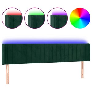 vidaXL Tête de lit à LED Vert foncé 183x16x78/88 cm Velours