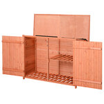 Armoire de jardin sur pied double porte étagère et toit bitumé relevable dim. 128L x 50l x 90H cm bois sapin pré-huilé