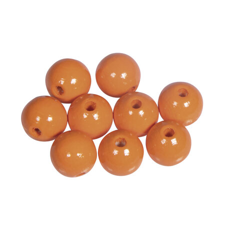 Perle en bois Orange Ronde Ø 12 mm 32 pièces