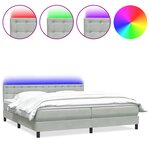 vidaXL Sommier à lattes de lit et matelas et LED gris clair 180x220cm velours
