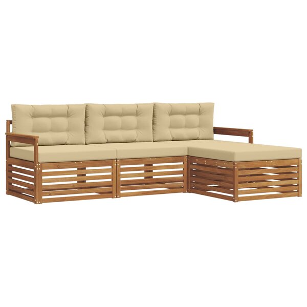 vidaXL Ensemble de canapés d'extérieur avec coussin Naturel et Beige