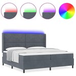 vidaXL Lit à Ressorts avec Matelas LED Gris foncé 200 x 200 cm Velours