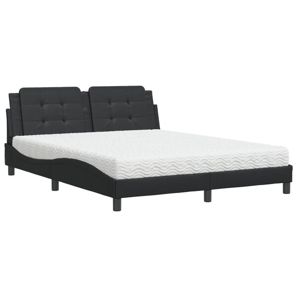 vidaXL Lit avec matelas noir 160x200 cm similicuir
