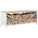 vidaXL Étagère à bois de chauffage avec plateau en bois blanc