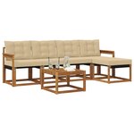 vidaXL Ensemble de canapés d'extérieur 6 Pièces Naturel et Beige