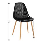 Lot de 4 chaises salon salle à manger restaurants  les cafés  les bureaux et les salles d'attente 150 kg max hauteur 46 cm plastique & acier noir 4_0006002