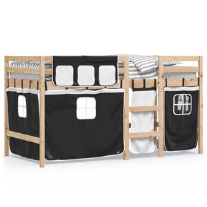 vidaXL Lit mezzanine enfants avec rideaux sans matelas 90x190 cm
