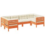 vidaXL Salon de jardin 6 Pièces avec coussins cire marron bois pin massif