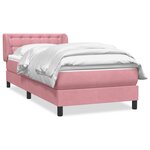vidaXL Sommier à lattes de lit avec matelas rose 90x220 cm velours