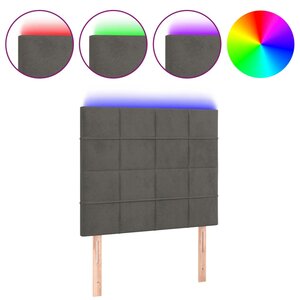 vidaXL Tête de lit à LED Gris foncé 90x5x118/128 cm Velours