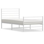 vidaXL Cadre de lit métal avec tête de lit/pied de lit blanc 80x200 cm