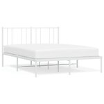 vidaXL Cadre de lit métal sans matelas et tête de lit blanc 135x190 cm