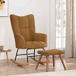 vidaXL Chaise à bascule avec tabouret en velours marron