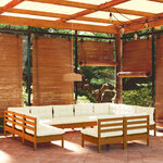 vidaXL Salon de jardin 11 Pièces avec coussins Marron miel Bois de pin