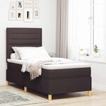 vidaXL Lit à ressort LED avec matelas Marron foncé 100 x 200 cm tissu