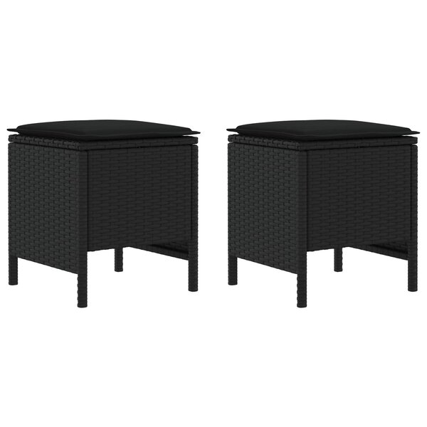 vidaXL Pouf de Jardin 2 Pièce Noir 38 x 38 x 45 cm Rotin PE