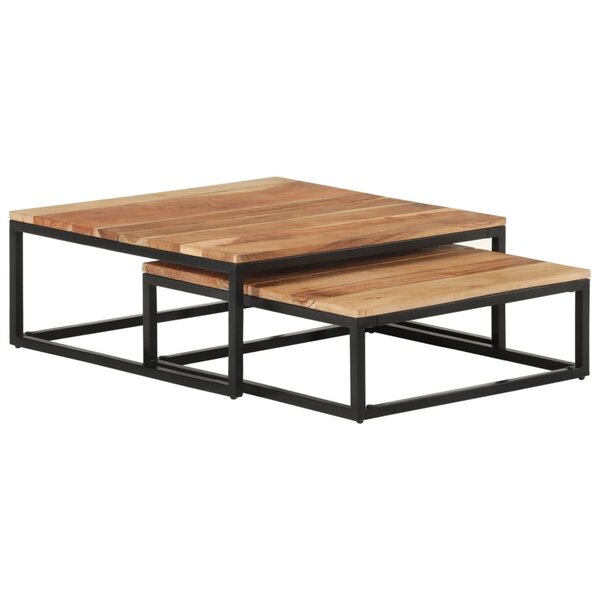 vidaXL Tables basses gigognes 2 Pièces Bois d'acacia massif