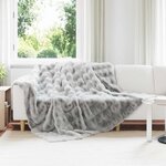 vidaXL Couverture en Fourrure de Lapin Synthétique Gris 240 x 270 cm