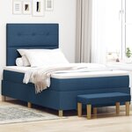 vidaXL Lit à Ressorts avec Matelas & Banc Bleu 120x200 cm Tissu